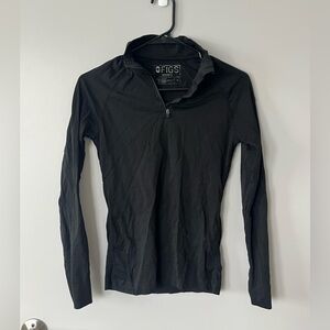 Figs Black Long Sleeve Top Salta quarter zip under scrub
